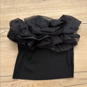 Black Ruffled thulle tube top